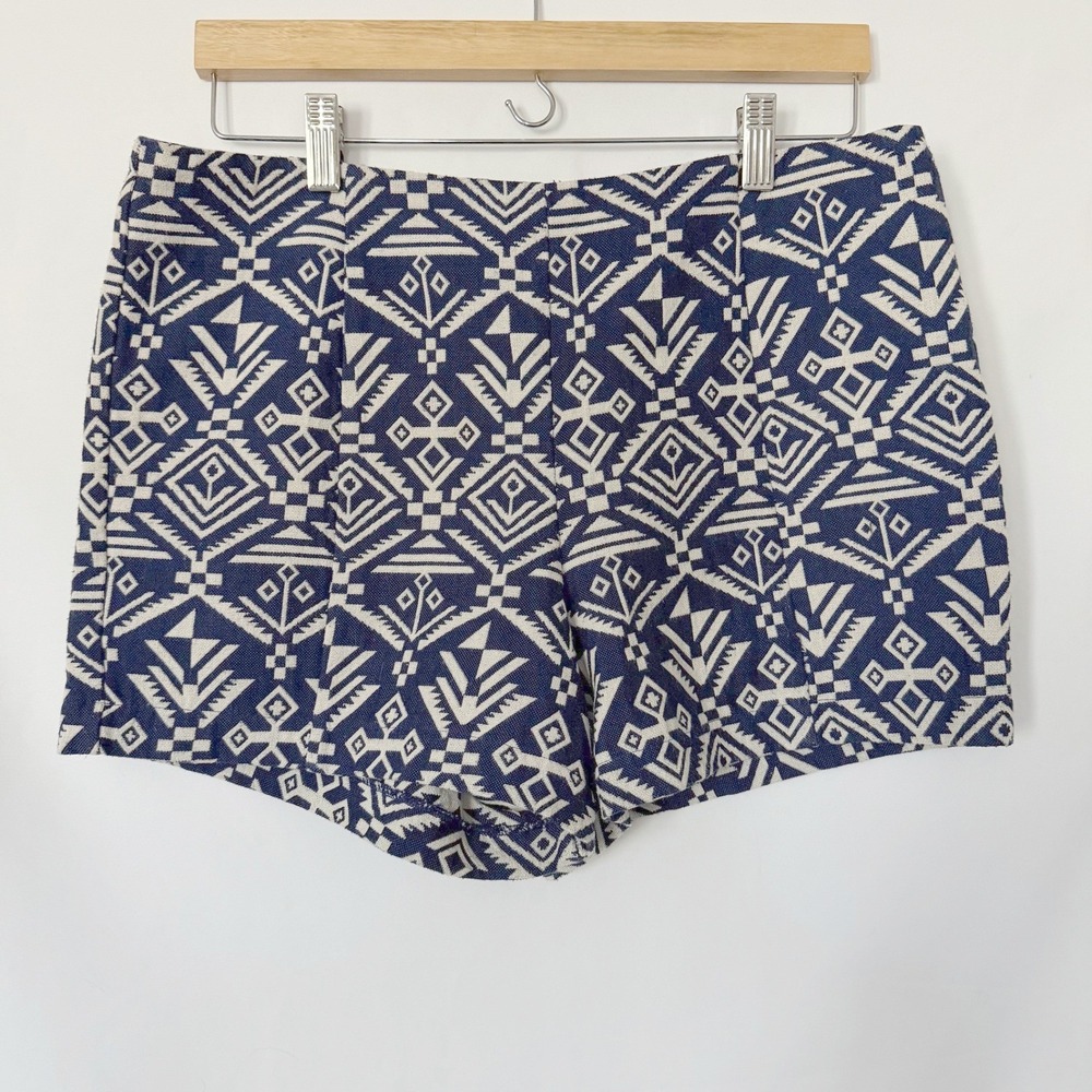 Gianni Bini Women's L Cotton Navy High Waist Shorts Coastal Nautical Preppy